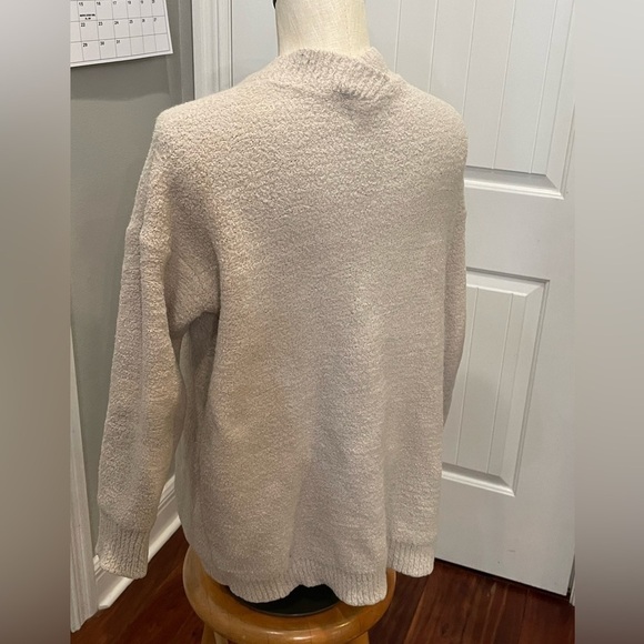 Altard state 3/4 sleeve open front thick fall cardigan cream gray off white med - Picture 3 of 8